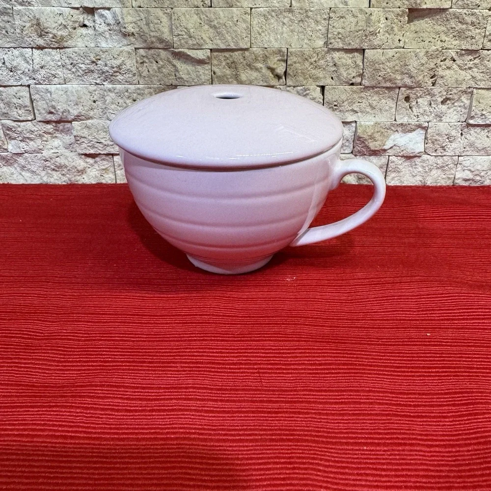 Tea Forte Cafe Teacup w/ Vented Lid Pink Porcelain Steeps 8 oz  Keeps Tea Warm!‎